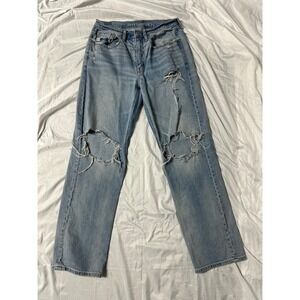 American Eagle Outfitters Light Blue Distressed Flare Jeans